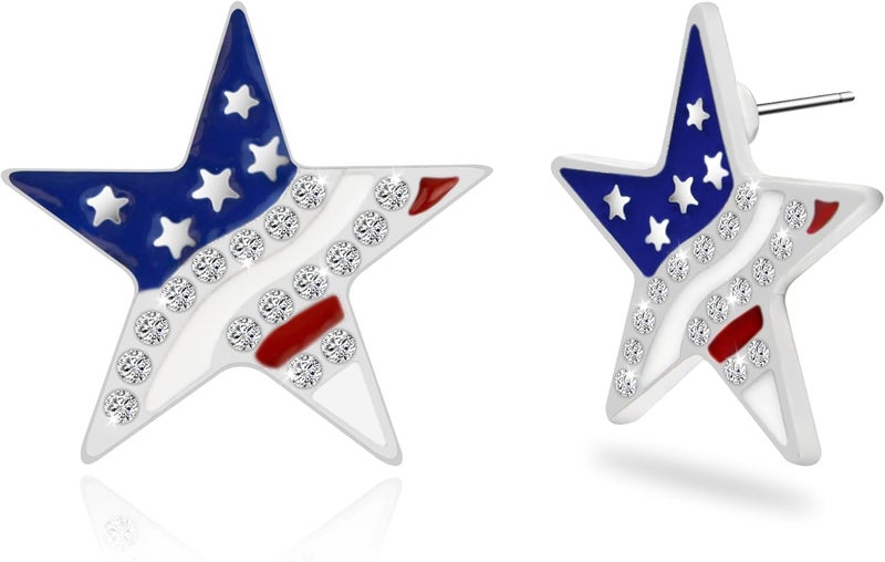 DAYANEY 4th of July Earrings Patriotic Earrings, Red White and Blue Earings for Women and Girls American USA Flag Jewelry as Fourth of July Accessories for Independence Day Outfit Gifts - Image 1